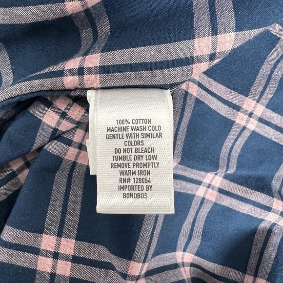 Bonobos Slim Fit Long Sleeve Shirt Mens Sz Small Pink Blue Plaid Button Up - Picture 6 of 8